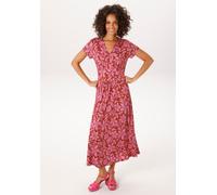 Sommerkleid ANISTON CASUAL, Damen, Gr. 46, N-Gr, pink (braun, hellpink), Single Jersey, Obermaterial: 95% Viskose, 5% Elasthan, bedruckt, geblümt, figurumspielend wadenlang, V-Ausschnitt, Kleider Somm