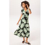 Sommerkleid ANISTON CASUAL, Damen, Gr. 46, N-Gr, schwarz, wollweiß, smaragdgrün, Single Jersey, Obermaterial: 95% Viskose, 5% Elasthan, bedruckt, figurumspielend wadenlang, V-Ausschnitt, Kleider Somme