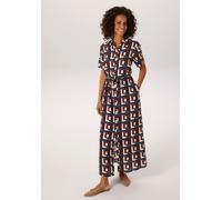 Sommerkleid ANISTON CASUAL, Damen, Gr. 48, N-Gr, bordeaux, hellbeige, schwarz, blau, Web, Obermaterial: 100% Viskose, bedruckt, gemustert, figurumspielend lang, Kleider Sommerkleid, mit trendfarbenem,