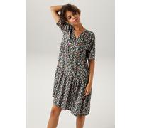 Sommerkleid ANISTON CASUAL, Damen, Gr. 48, N-Gr, bunt (schwarz, smaragd, hellorange, rosa, hellblau, rose), Web, Obermaterial: 100% Viskose, Minimalmuster, bedruckt, geblümt, figurumspielend kniefrei,