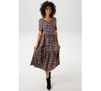 Sommerkleid ANISTON CASUAL, Damen, Gr. 48, N-Gr, rot (marine, maismoosgrün, weiß, rosa, pink, blau, bordeaux, braun), Single Jersey, Obermaterial: 95% Baumwolle, 5% Elasthan, bedruckt, geblümt, figuru