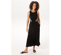 Sommerkleid ANISTON CASUAL, Damen, Gr. 48, N-Gr, schwarz, weiß, Jersey, Obermaterial: 95% Polyester, 5% Elasthan, kontrastfarbene Details, unifarben mit Farbeinsatz, figurumspielend wadenlang, Rundhal