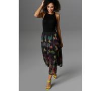 Sommerkleid ANISTON SELECTED, Damen, Gr. 34, N-Gr, schwarz (schwarz, beere, grün, rauchblau, lila, apfelgrün, grau, apricot, sand), Single Jersey, Obermaterial: 95% Viskose, 5% Elasthan. Futter: 95% V