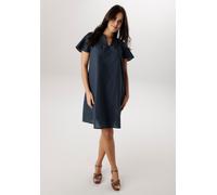Sommerkleid ANISTON SELECTED, Damen, Gr. 38, N-Gr, blau (marine), Web, Obermaterial: 100% Baumwolle, unifarben, figurumspielend kniefrei, V-Ausschnitt, Volant, Kleider Sommerkleid, mit Lochspitze im S