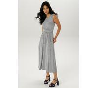 Sommerkleid ANISTON SELECTED, Damen, Gr. 40, N-Gr, blau (marine, sanftes weiß), Jersey, Obermaterial: 95% Viskose, 5% Elasthan, bedruckt, gemustert, figurumspielend wadenlang, Rundhals, Kleider Sommer