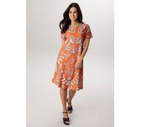 Sommerkleid ANISTON SELECTED, Damen, Gr. 40, N-Gr, orange (orange, schwarz, hellblau), Jersey, Obermaterial: 85% Viskose, 10% Polyester, 5% Elasthan, bedruckt, geblümt, gemustert, figurumspielend knie
