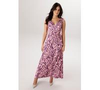 Sommerkleid ANISTON SELECTED, Damen, Gr. 42, N-Gr, rosa, lila, Single Jersey, Obermaterial: 95% Viskose, 5% Elasthan, bedruckt, geblümt, gemustert, figurumspielend knöchellang, V-Ausschnitt, verstellb