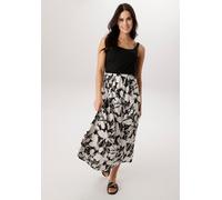 Sommerkleid ANISTON SELECTED, Damen, Gr. 42, N-Gr, schwarz, weiß, Web, Obermaterial: 95% Viskose, 5% Elasthan. Rock: 100% Viskose, geblümt, gemustert, figurbetont wadenlang, Rundhals, Kleider Sommerkl