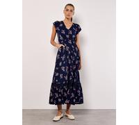Sommerkleid APRICOT "Maxikleid", Damen, Gr. L (40), N-Gr, blau (navy), Obermaterial: 100% Viskose CV., geblümt, normal, V-Ausschnitt, Kleider Sommerkleid, mit bestickter Bordüre (70786810-40) navy