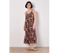 Sommerkleid APRICOT "Midikleid", Damen, Gr. XL (42), N-Gr, braun (rust), gewebt, Obermaterial: 100% Viskose LENZING ECOVERO CV LenzEcov., gemustert, normal, V-Ausschnitt, Kleider Sommerkleid, mit Spag