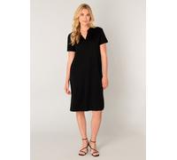 Sommerkleid BASE LEVEL "YEN", Damen, Gr. 40, N-Gr, schwarz, Web, Obermaterial: 65% Viskose, 30% Nylon, 5% Elasthan, unifarben, gerade knielang, tiefer V-Ausschnitt, Kleider Sommerkleid, mit Bindegürte