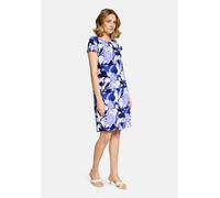 Sommerkleid BETTY BARCLAY "Damen kurzarm", Damen, Gr. 36, Normalgrößen, blau (weiß, blau), Obermaterial: 95% Polyester, 5% Elasthan. Futter: 100% Polyester, figurumspielend kurz, U-Boot-Ausschnitt, Kl