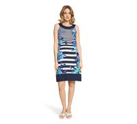 Sommerkleid BETTY BARCLAY "Damen ohne Arm", Damen, Gr. 48, Normalgrößen, dunkelblau, grün, Obermaterial: 95% Viskose, 5% Elasthan; Besatz: 95% Viskose, 5% Elasthan, tailliert kurz, U-Boot-Ausschnitt,