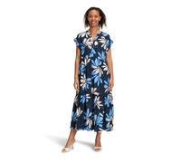 Sommerkleid BETTY & CO "Damen mit Print", Damen, Gr. 36, Normalgrößen, blau (dunkelblau, blau), Obermaterial: 56% Viskose, 44% Baumwolle., ausgestellt lang, Rundhals, Kleider Sommerkleid, Druck (13863