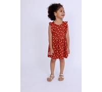 Sommerkleid BLUE SEVEN, Mädchen, Gr. 104, N-Gr, rot, Jersey, Obermaterial: 100% Baumwolle, gepunktet, regular fit knielang, Rundhals, Rüschen, Kleider Sommerkleid, mit tollen Volants und mit kleiner K