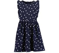 Sommerkleid BLUE SEVEN, Mädchen, Gr. 116, N-Gr, nachtblau, Jersey, Obermaterial: 100% Baumwolle, regular fit knielang, Rundhals, Rüschen, Kleider Sommerkleid, mit tollen Volants und mit kleiner Knopfl