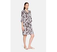 Cartoon Kleid Damen Sommerkleid mit Allover-Muster V-Ausschnitt Leinen-Viskose Gr. 36 braun