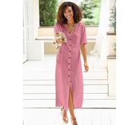 Sommerkleid CASUAL LOOKS "Kleid", Damen, Gr. 21, Kurzgrößen, rosa (altrosa), Web, 55% Leinen, 45% Viskose, unifarben, lang, V-Ausschnitt, Kleider Sommerkleid (44318837-21) altrosa