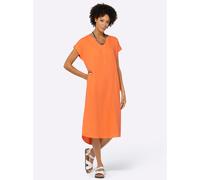 Sommerkleid CASUAL LOOKS "Kleid", Damen, Gr. 40, Normalgrößen, orange, 100% Baumwolle, unifarben, knielang, V-Ausschnitt, Kleider Sommerkleid (39056936-40) orange