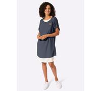 Sommerkleid CASUAL LOOKS "Webkleid", Damen, Gr. 38, Normalgrößen, blau (marine, ecru), 100% Polyester, unifarben, kurz, Rundhals, Kleider Sommerkleid (11568536-38) marine, ecru