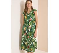 Sommerkleid CECIL, Damen, Gr. 3XL (48), US-Größen, khaki, Stoff, 100% Viskose, bedruckt, comfort fit Midi, V-Ausschnitt, normaler Saum, Kleider Sommerkleid, mit allover Print (36210513-XXXL) khaki
