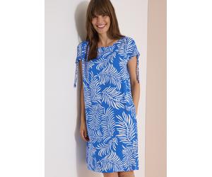 Sommerkleid CECIL, Damen, Gr. L (42), US-Größen, surf blau, Stoff, 100% Viskose, gemustert, normal kniefrei, U-Boot-Ausschnitt, abgesteppt, Kleider Sommerkleid, aus Viskose (20546503-L) surf blau