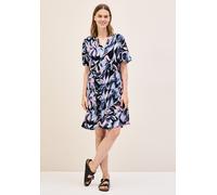 Sommerkleid CECIL, Damen, Gr. M40, US-Größen, blau (urban dunkelblau), Stoff, 100% Viskose, bedruckt, normal knielang, V-Ausschnitt, ausgestellter Saum, Kleider, mit allover Blumenprint (36052312-M) u