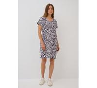 Sommerkleid CECIL, Damen, Gr. M40, US-Größen, blau (urban dunkelblau), Stoff, 100% Viskose, gemustert, normal knieumspielend, U-Boot-Ausschnitt, Umschlagbund, Kleider Sommerkleid, aus Viskose (5066226