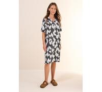 Cecil Kleid – bedruckt mit V‑Ausschnitt, knielang, Volcanic Grau, 88% Viskose, Größe S