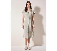 Sommerkleid CECIL, Damen, Gr. XL (44), US-Größen, beige (pumice beige), Stoff, 55% Leinen, 45% Viskose, unifarben, gerade knielang, V-Ausschnitt, Bündchen, Kleider Sommerkleid, mit seitlichen Einschub