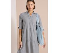 Sommerkleid CECIL, Damen, Gr. XL (44), US-Größen, universal blau, Web, 75% Baumwolle, 25% Modal, unifarben, comfort fit knieumspielend, V-Ausschnitt, Umschlagbund, Kleider Sommerkleid, lässig (2606936