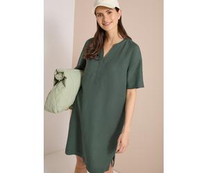 Sommerkleid CECIL, Damen, Gr. XS (36), US-Größen, grün (just khaki), Stoff, 55% Leinen, 45% Viskose, unifarben, comfort fit knieumspielend, Rundhals, normaler Saum, Kleider Sommerkleid, knielang (2225