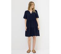 Minikleid CECIL, Damen, Gr. XXL (46), N-Gr, urban navy blau, Web, Obermaterial: 95% Viskose, 5% Nylon, unifarben, casual, regular fit kniefrei, Rundhals, Kurzarm, Kleider, Sommerkleid mit Volants (952