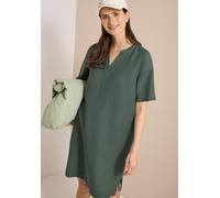 Sommerkleid CECIL, Damen, Gr. XXL (46), US-Größen, just khaki, Stoff, 55% Leinen, 45% Viskose, unifarben, comfort fit knieumspielend, Rundhals, normaler Saum, Kleider Sommerkleid, knielang (22256160-X