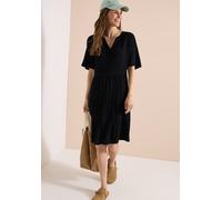 Sommerkleid CECIL, Damen, Gr. XXL (46), US-Größen, schwarz, Stoff, 100% Viskose, gemustert, comfort fit kniefrei, Rundhals, normaler Saum, Kleider Sommerkleid, mit grafischem Muster (53923619-XXL) sch