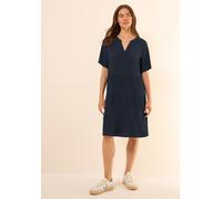 Sommerkleid CECIL, Damen, Gr. XXL46, US-Größen, blau (universal blau), Stoff, 70% Viskose, 30% Polyester, Strukturmuster, normal knieumspielend, Rundhals, abgesteppt, Kleider Sommerkleid, in Unifarbe 