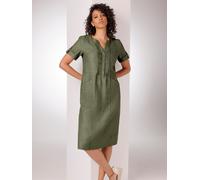 Sommerkleid CREATION L PREMIUM "Leinen-Kleid", Damen, Gr. 40, Normalgrößen, grün (khaki, meliert), Web, 100% Leinen, unifarben, knielang, Rundhals, Kleider Sommerkleid (88898612-40) khaki, meliert
