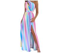 Sommerkleid Damen Abendkleid Sexy Trägerlos Aushöhlen Neckholder Hohe Taille Maxikleid mit Schlitz Elegant Lange Kleider Cocktailkleid Abendkleider Maxikleider Lang Partykleid Ballkleid Festkleid