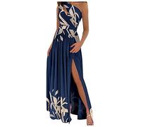 Sommerkleid Damen Abendkleid Sexy Trägerlos Aushöhlen Neckholder Hohe Taille Maxikleid mit Schlitz Elegant Lange Kleider Cocktailkleid Abendkleider Maxikleider Lang Partykleid Ballkleid Festkleid