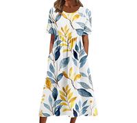 Sommerkleid Damen Blusenkleid,Minikleider Damen,Damen Kleid Knielang,Kleid Damen Kurz,Tunika Kleid Größe 48,Sommerkleider Vorne Kurz Hinten Lang,Kleid Mit Schlitz,Weißes Kurzes Sommerkleid