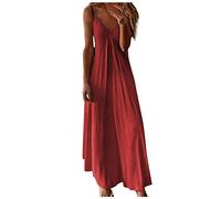 Sommerkleid Damen Boho Strandkleid Maxikleid Lang Wickelkleid Ärmelloses Trägerkleid Elegantes Cami Kleider Spaghettiträger Freizeitkleid A-Linien Damenkleider Sommer Beach Dress für Frauen