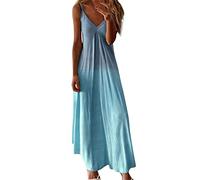 Sommerkleid Damen Boho Strandkleid Maxikleid Lang Wickelkleid Ärmelloses Trägerkleid Elegantes Cami Kleider Spaghettiträger Freizeitkleid A-Linien Damenkleider Sommer Beach Dress für Frauen