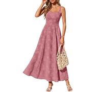 Sommerkleid Damen Elegant Boho Kleid A Linie Ärmellos Maxikleid Curvy Festliche Kleider Sommer Swing Partykleid Tailliert Blumenkleid Lang Schicke Sommerkleider Leicht Und Luftig