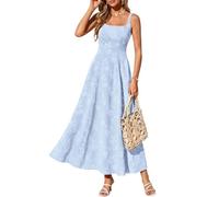 Sommerkleid Damen Elegant Boho Kleid A Linie Ärmellos Maxikleid Curvy Festliche Kleider Sommer Swing Partykleid Tailliert Blumenkleid Lang Schicke Sommerkleider Leicht Und Luftig