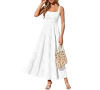 Sommerkleid Damen Elegant Boho Kleid A Linie Ärmellos Maxikleid Curvy Festliche Kleider Sommer Swing Partykleid Tailliert Blumenkleid Lang Schicke Sommerkleider Leicht Und Luftig