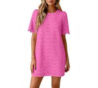 Sommerkleid Damen Elegant Festlich Cocktail Kurz Kleid Hochzeitsgast mit Ärmel Kurzarm Abendkleider Für Hochzeit Ibiza Style Kleider Damen mit Öse Cocktailkleid A Linie Sommerkleider Leicht Luftig