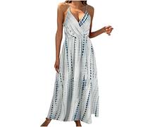 Sommerkleid Damen Elegant Geschenke für Frauen Elegant Sommerkleider Kurzarm A-Linien Freizeitkleid Ärmellos Blumen Strandkleid Lang Kleider Maxi Cocktailkleid V-Ausschnitt Bodycon Kleid Revers