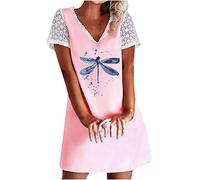 Sommerkleid Damen Elegant Geschenke für Frauen Lang Abendkleid Chiffon Brautjungfern Maxikleid für Hochzeit Festliches Kleid Elegant Cocktailkleid Club Oberteile Spitze Ärmellos Minikleid Knöpfle