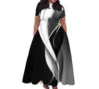 Sommerkleid Damen Große Größen Lang Kleider Hohe Taille Für Mollige Tunika Kleid Batik Plus Size Maxikleid Frauen Sommer Elegant Sommerkleider Leicht Und Luftig Abendkleider Binden A Linie