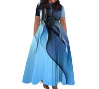 Sommerkleid Damen Große Größen Lang Kleider Hohe Taille Für Mollige Tunika Kleid Batik Plus Size Maxikleid Frauen Sommer Elegant Sommerkleider Leicht Und Luftig Abendkleider Binden A Linie